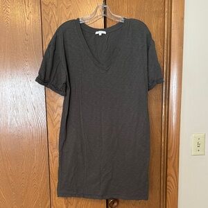 Z Supply Army Green V-Neck T-Shirt Dress.